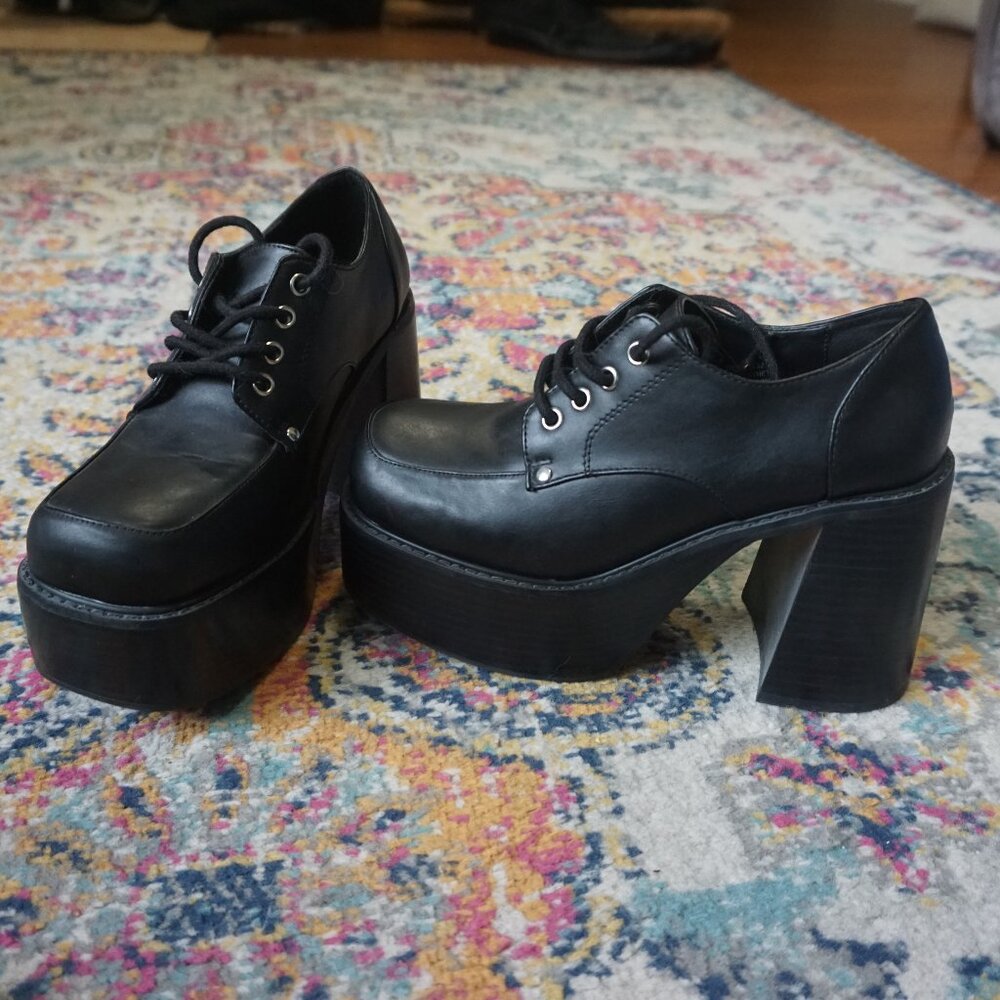 Black Chunky Heel Shoe 7 Platform Dolls Kill